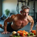 Мужчина выполняет упражнения для уменьшения пивного живота дома