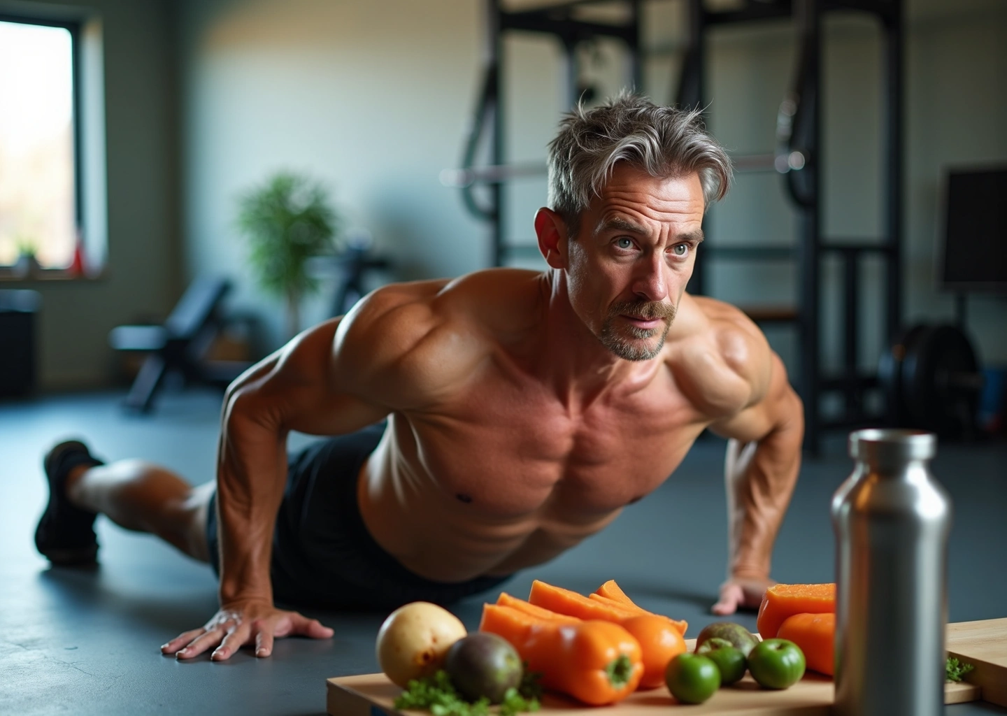 Мужчина выполняет упражнения для уменьшения пивного живота дома